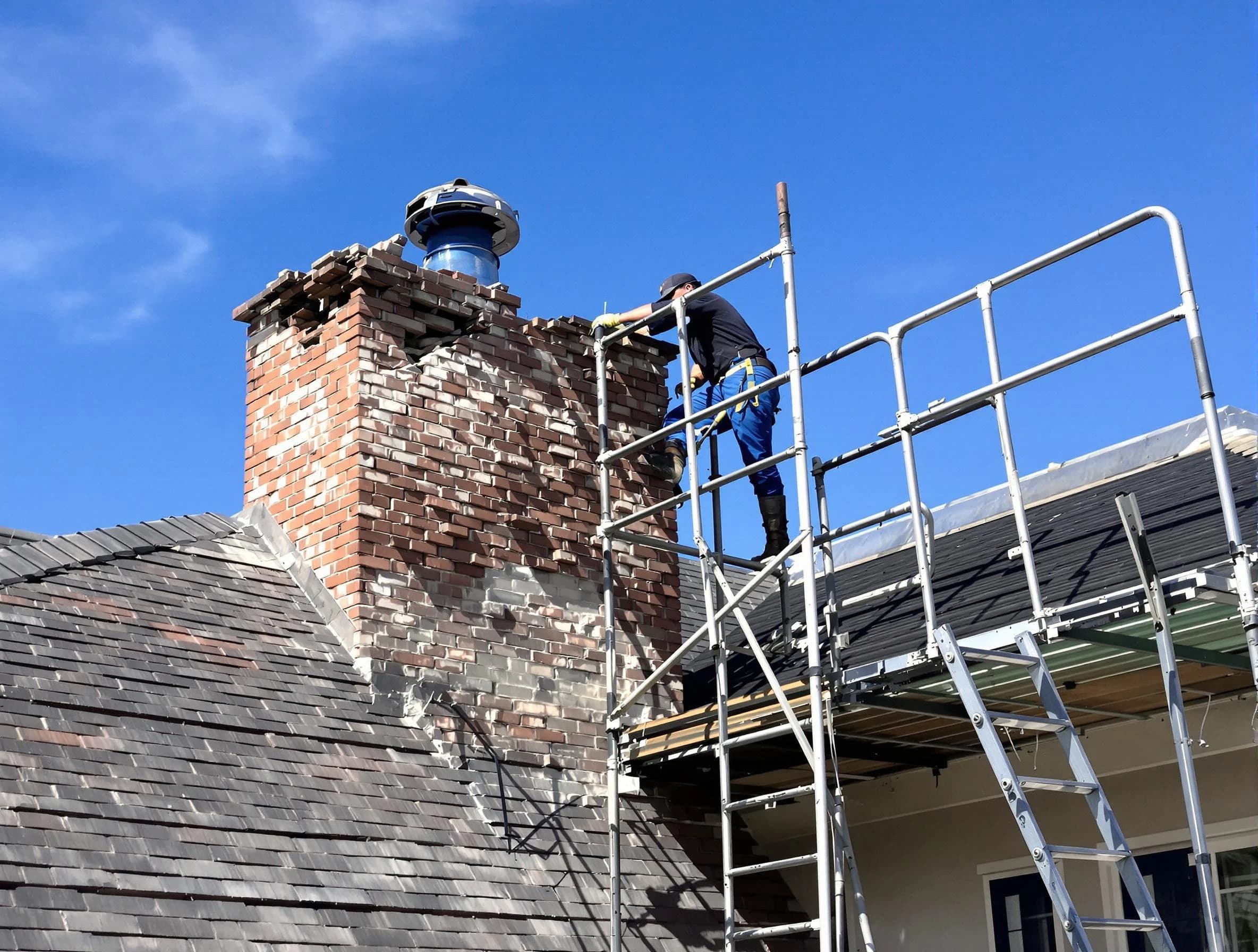 Rebuilding a chimney structure by Cottondale Chimney Sweep in Cottondale, AL