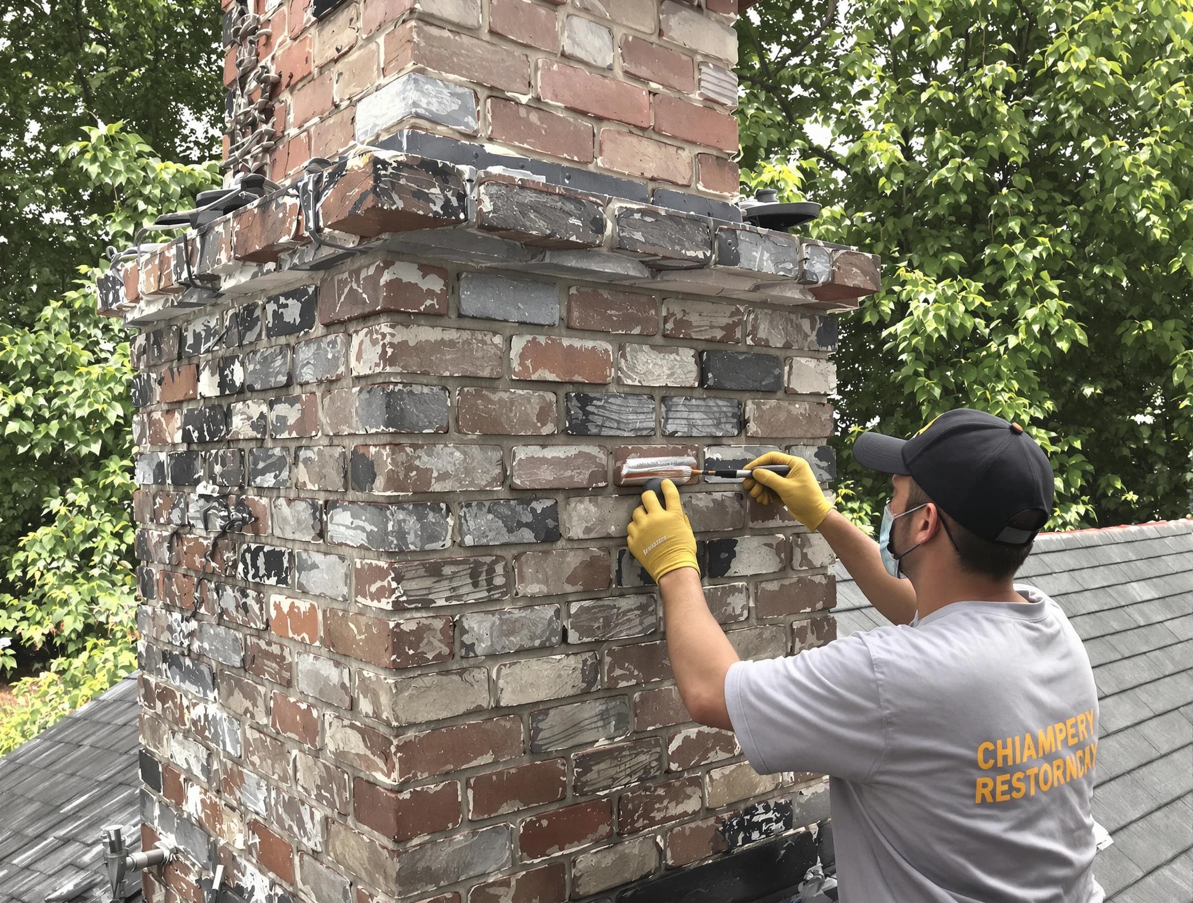 In-progress chimney restoration by Cottondale Chimney Sweep in Cottondale, AL