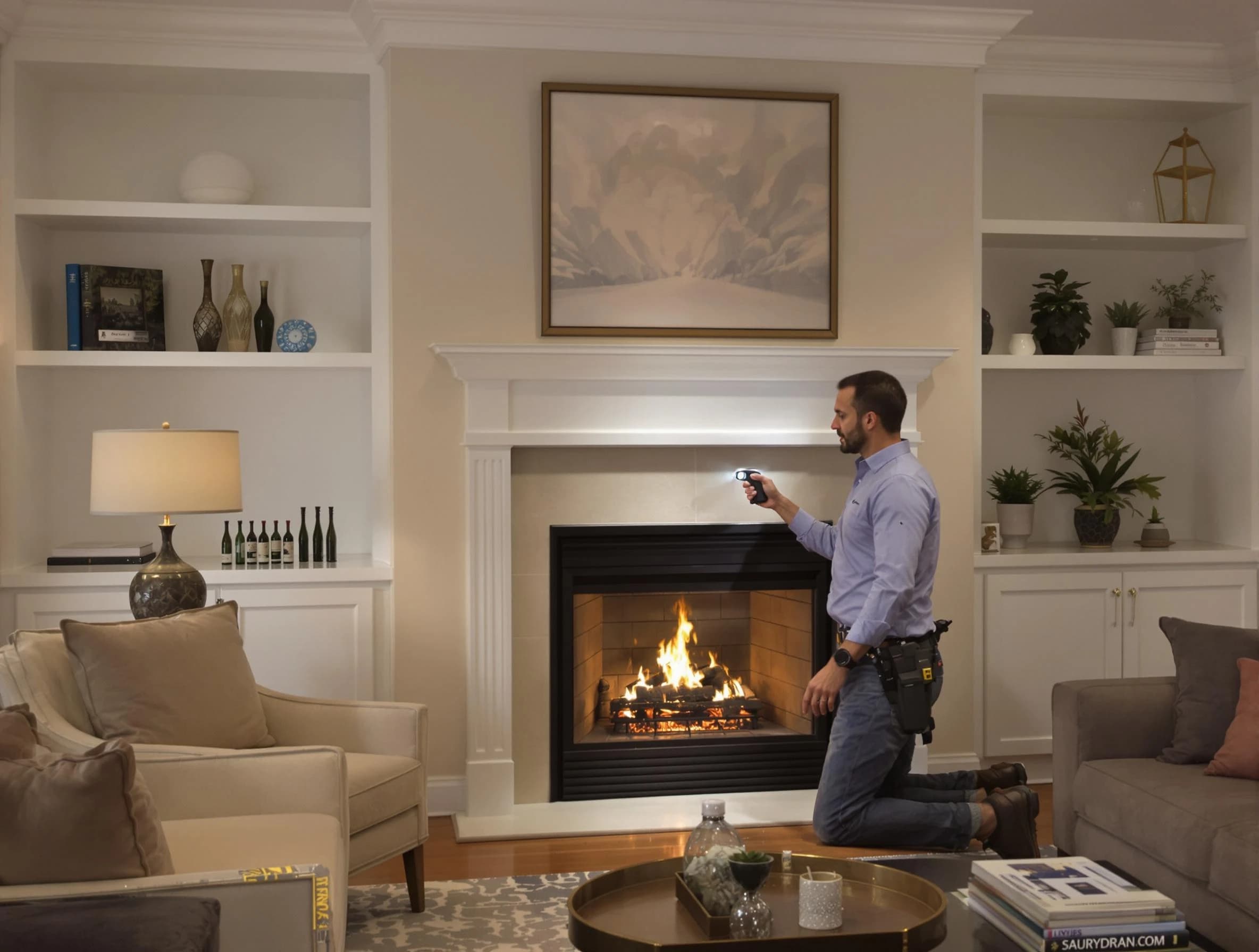 Cottondale Chimney Sweep conducting a fireplace safety inspection in Cottondale, AL