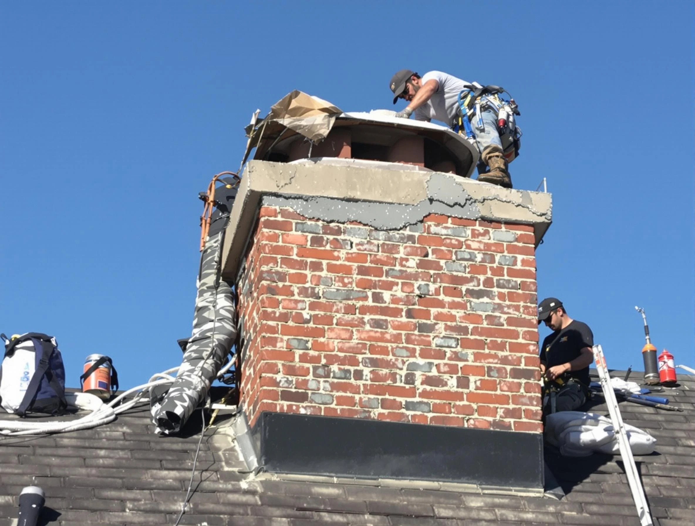 Cottondale Chimney Sweep installing a custom chimney crown in Cottondale, AL