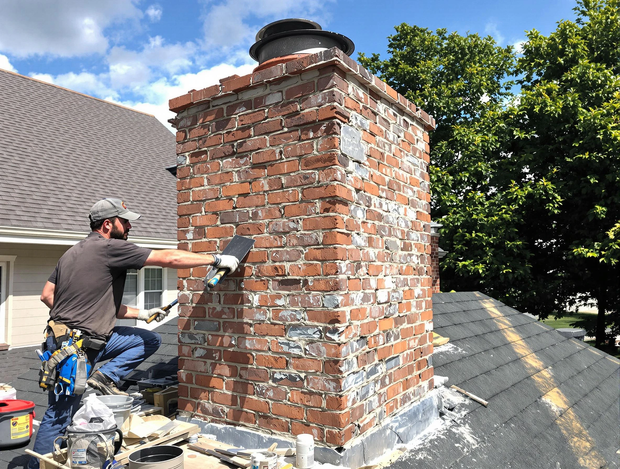 Completed chimney rebuild by Cottondale Chimney Sweep in Cottondale, AL